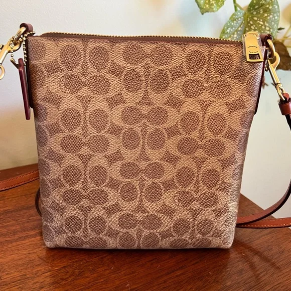 🏇🏼[COACH] Signature Canvas Colorblock Leather Zip Top Kitt Messenger Crossbody - Picture 4 of 9